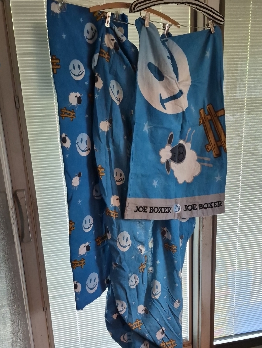 Joe Boxer Blue Sheep & Smiley Face Twin Flannel Sheet Set 100% Cotton
